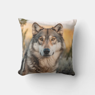 Wolf in nature cushion
