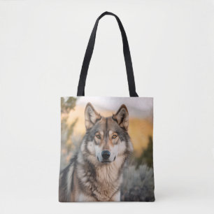 Wolf in nature tote bag