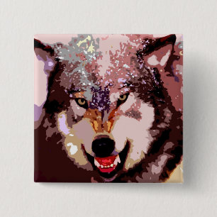 Wolf in Snow 15 Cm Square Badge