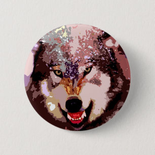 Wolf in Snow 6 Cm Round Badge