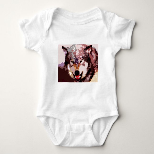 Wolf in Snow Baby Bodysuit (Front)