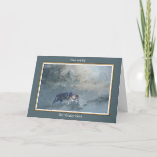 Wolf in Snow Christmas Holiday Card