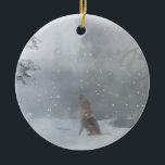 Wolf in snow Christmas Ornament<br><div class="desc">This is a beautiful little ornament for anyone who loves wolves or nature.</div>