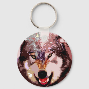 Wolf in Snow Key Ring