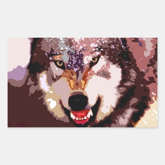 Wolf in Snow Rectangular Sticker (Front)