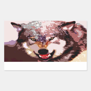 Wolf in Snow Rectangular Sticker