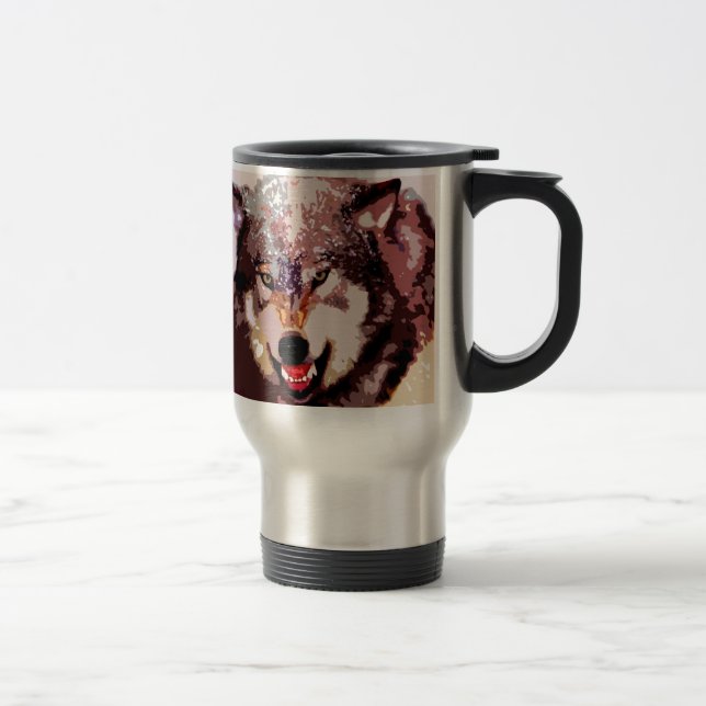 Wolf in Snow Travel Mug (Right)