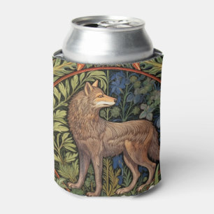Wolf in the forest art nouveau can cooler