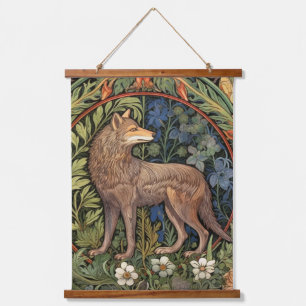 Wolf in the forest art nouveau hanging tapestry