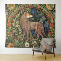 Wolf in the forest art nouveau