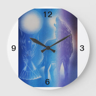 Wolf in the mist large clock