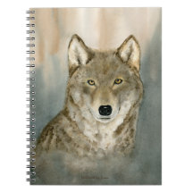 Wolf in the Mist Watercolor Spiral Photo Notebook