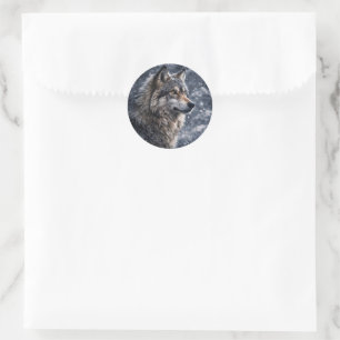 Wolf in the Snow Beautiful Yule Christmas Classic Round Sticker