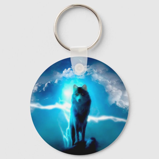 Wolf in the thunderstorm key ring (Front)