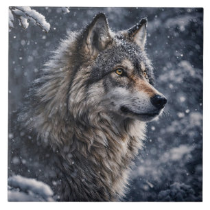 Wolf in the Wilderness Winter Snow Tile