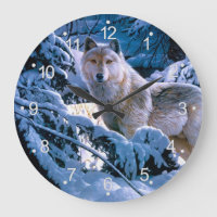 Wolf in the winter forest painting