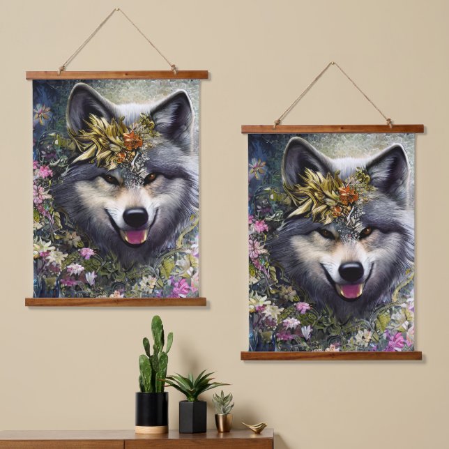 Wolf in the Woods Hanging Tapestry (Asymmetrical)