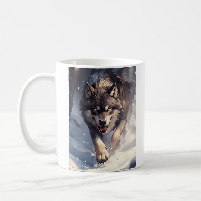 Wolf in winter coffee mug (Left)