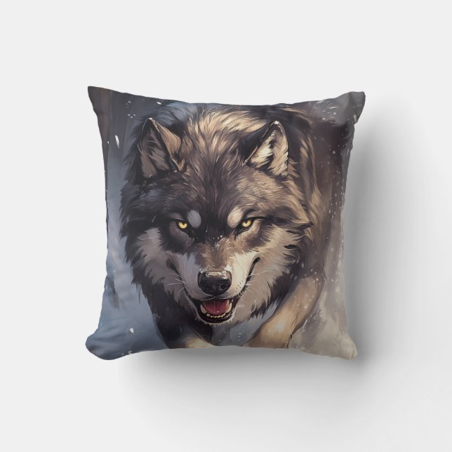 Wolf in winter cushion (Front)