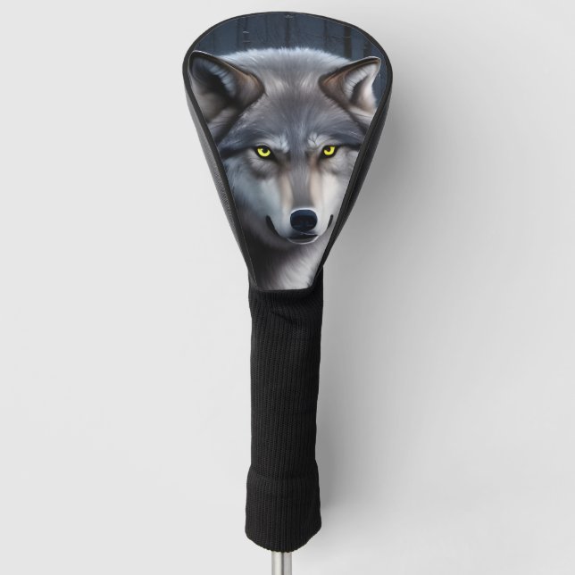 Wolf In Winter Forest Golf Head Cover (Front)