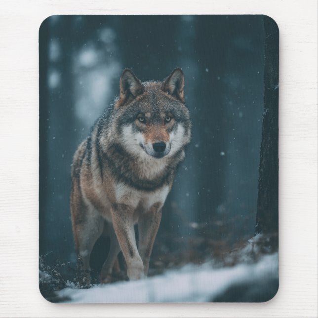 Wolf in Winter Mouse Mat (Front)