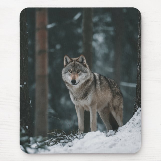 Wolf in Winter Mouse Mat (Front)