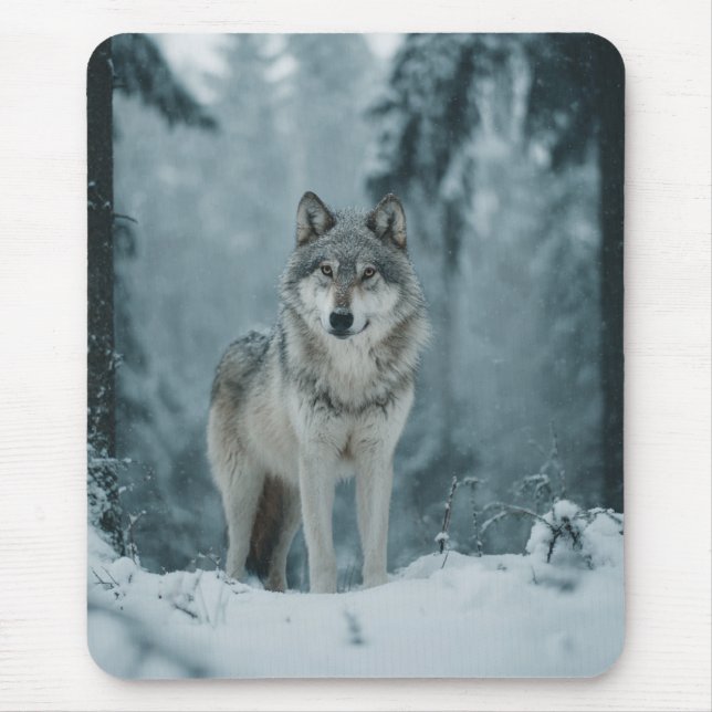 Wolf in Winter Mouse Mat (Front)