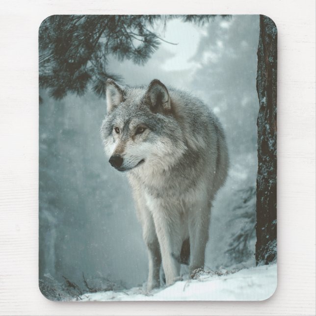Wolf in Winter Mouse Mat (Front)