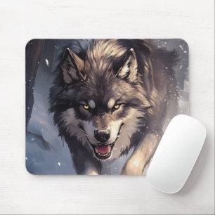 Wolf in winter mouse mat