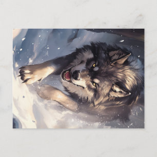 Wolf in winter postcard
