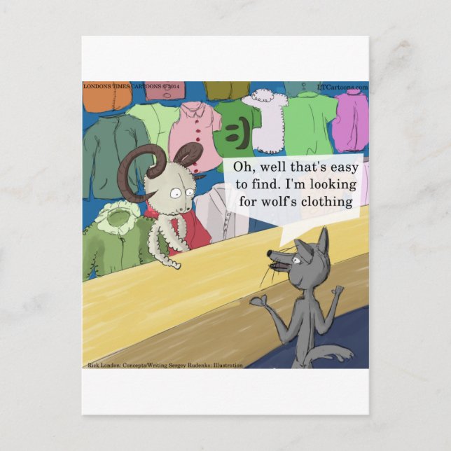 Wolf In Wolf's Clothing Funny Postcard (Front)