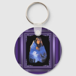 Wolf Indian Maiden Keychain