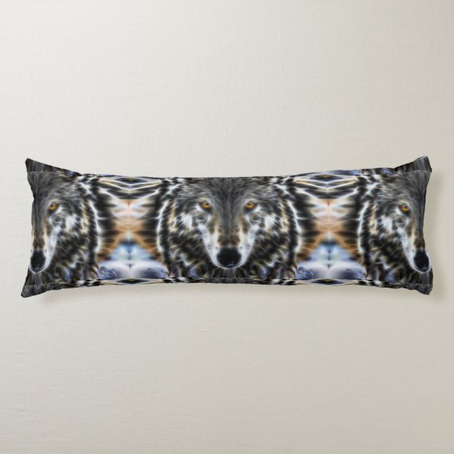 Wolf Inspirational design Portrait Body Cushion (Front)