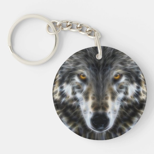 Wolf Inspirational design Portrait Key Ring (Front)