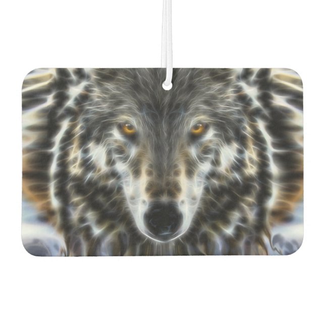 Wolf Inspirational graphic Portrait Car Air Freshener (Front)