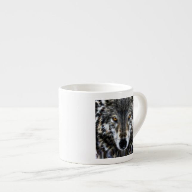 Wolf Inspirational graphic Portrait Espresso Cup (Front Right)
