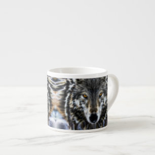 Wolf Inspirational graphic Portrait Espresso Cup