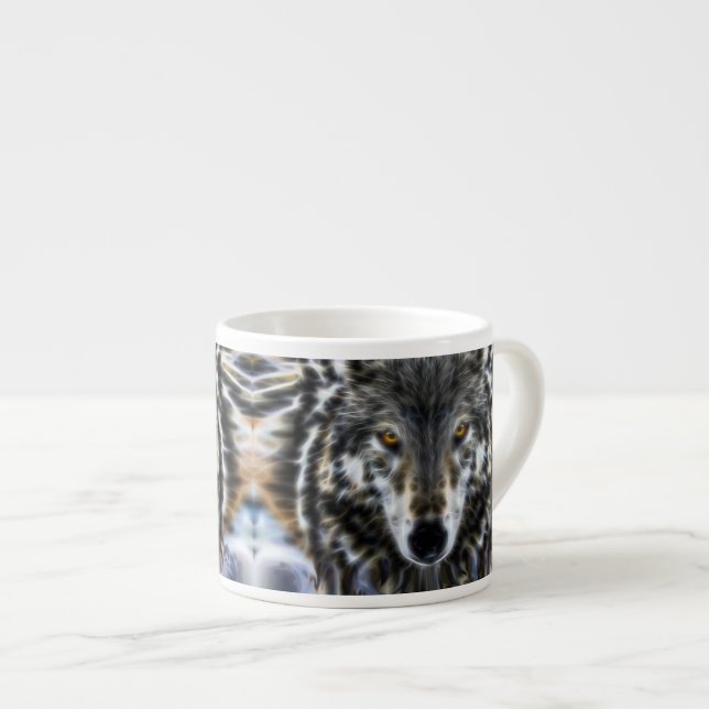Wolf Inspirational graphic Portrait Espresso Cup (Front Right)