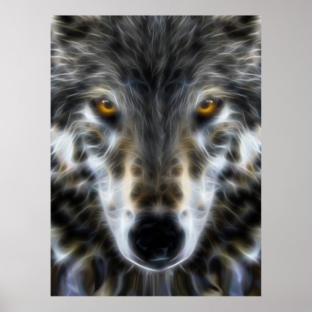 Wolf Inspirational graphic Portrait Poster (Front)