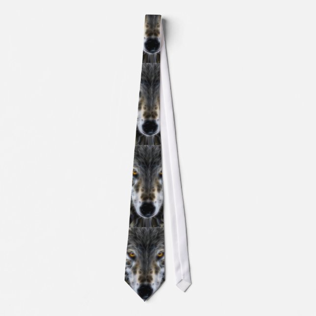 Wolf Inspirational graphic Portrait Tie (Front)