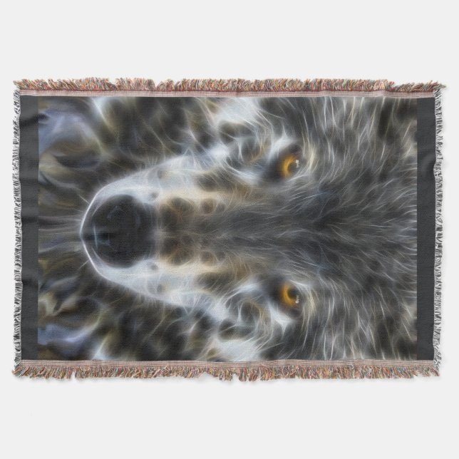 Wolf Inspirational intense Portrait Throw Blanket (Front)