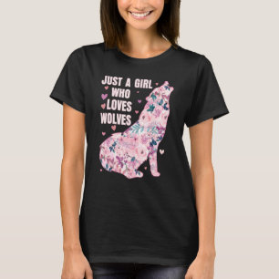 Wolf Just A Girl Who Loves Wolves Flower Women Cut T-Shirt