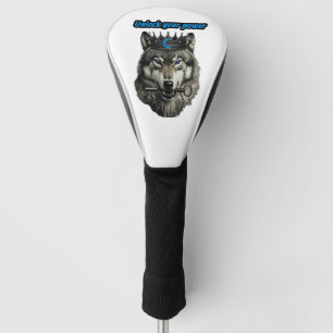 wolf king unlock your power golf head cover