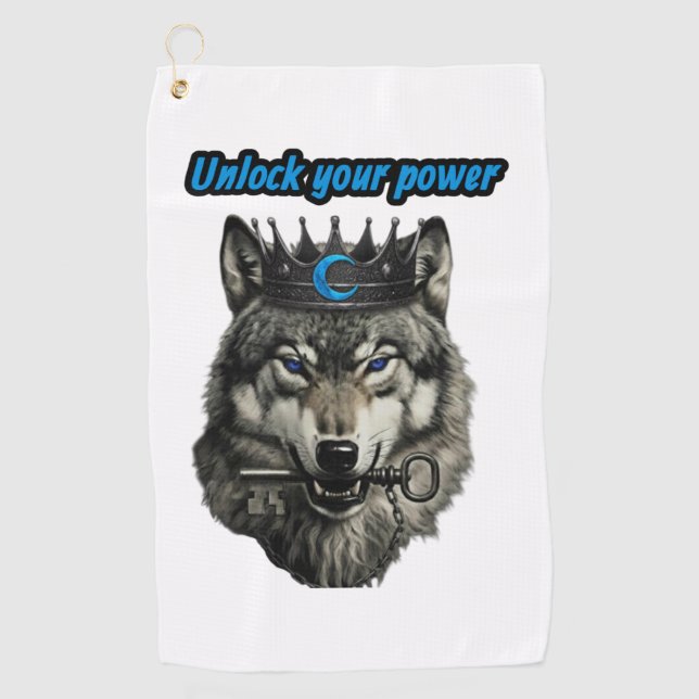 wolf king unlock your power golf towel (Front)