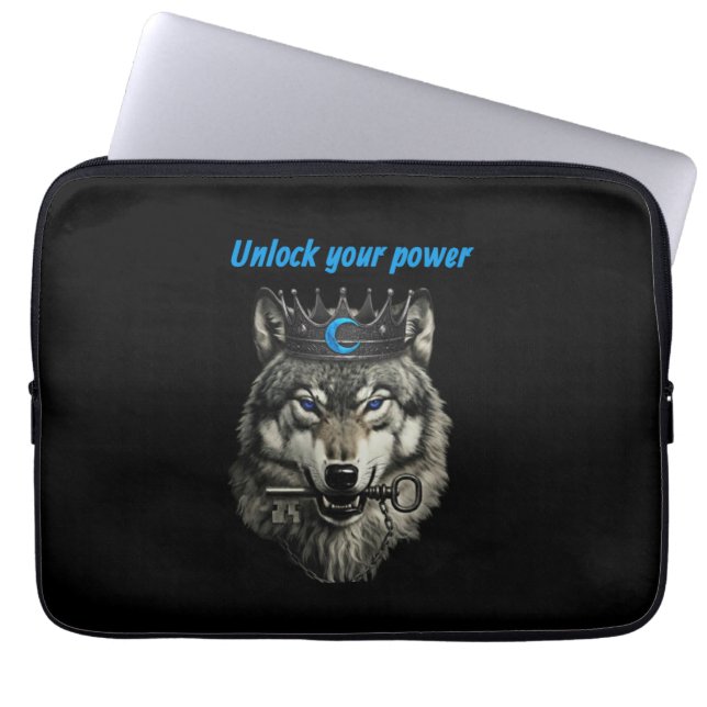 wolf king unlock your power laptop sleeve (Front)