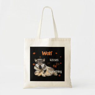 Wolf kisses fix everything Just A Girl Who Loves W Tote Bag