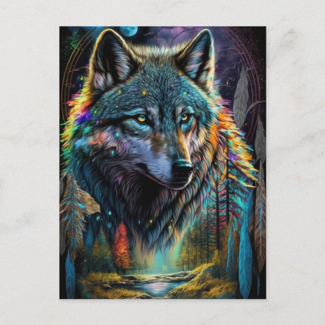 Wolf Landscape Surreal Fantasy Postcard (Front)