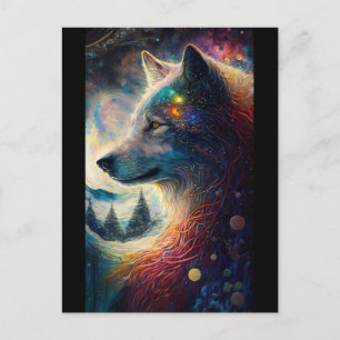 Wolf Landscape Surreal Fantasy Postcard