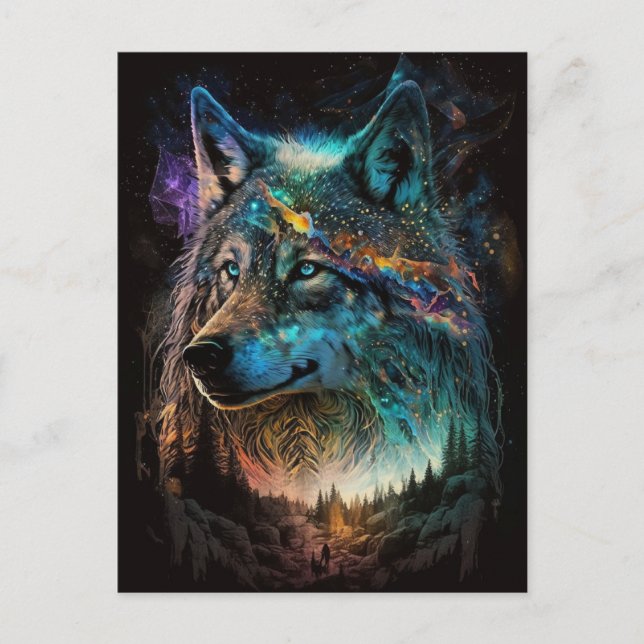 Wolf Landscape Surreal Fantasy Postcard (Front)