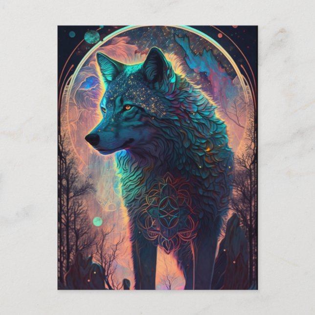 Wolf Landscape Surreal Fantasy Postcard (Front)